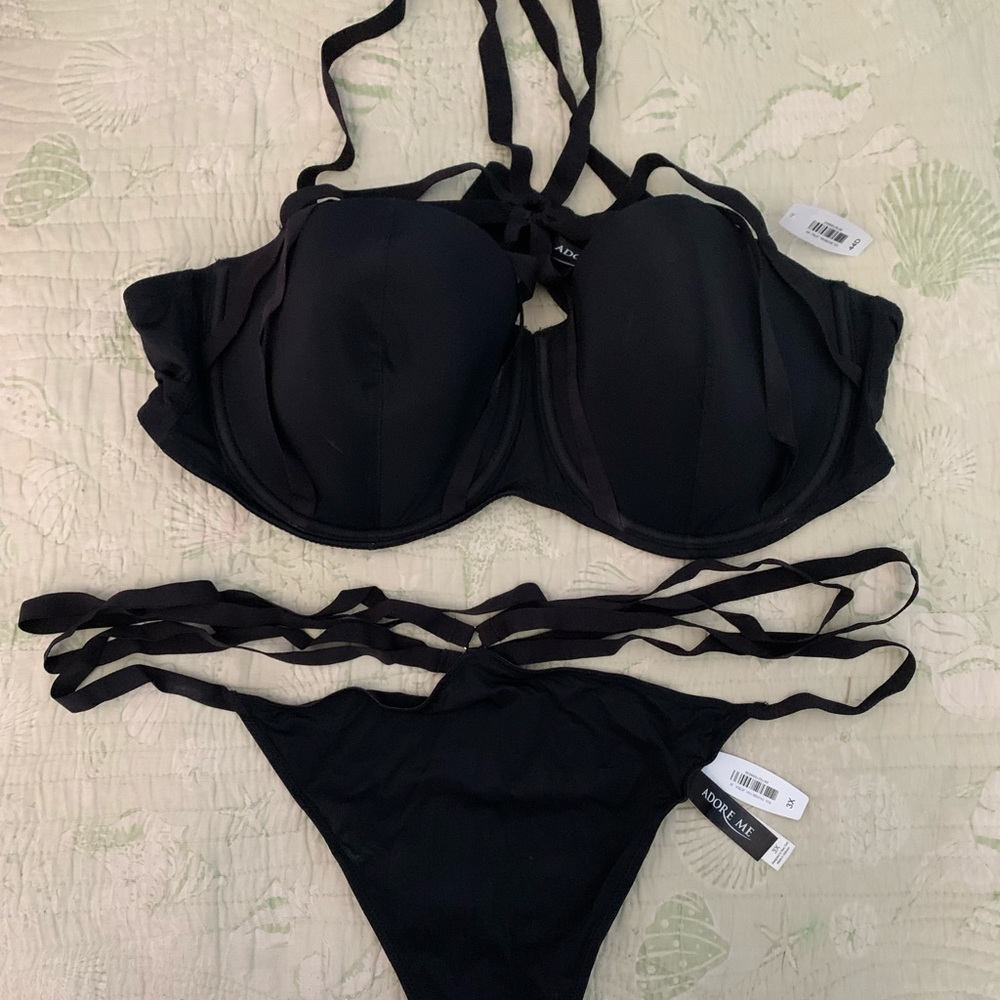 Strappy Adore Me contour bra and thong set